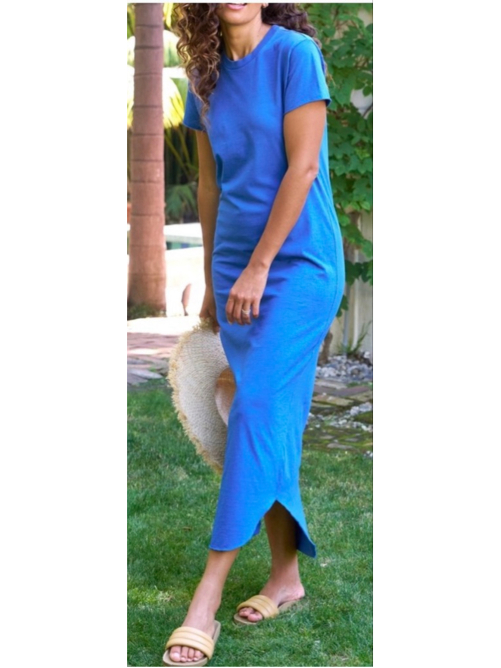 New Frank & Eileen Blue Harper Perfect Tee Maxi Dress L